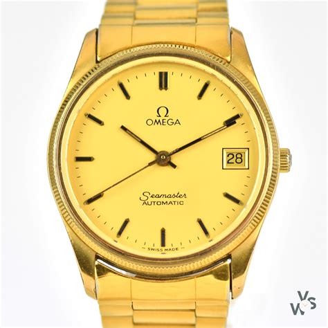 omega goldtone watch w slide out face|omega watches gold.